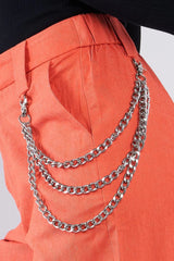 Orange Parachute Cargo Jogger Pants with Chain Detail