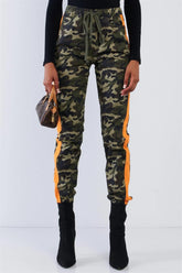 Camo High Waist Drawstring Cargo Pants