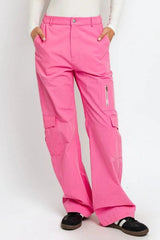High Waist Wide Leg Cargo Pants with Pockets