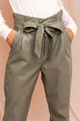 Paperbag High Waist Belted Vegan Trousers