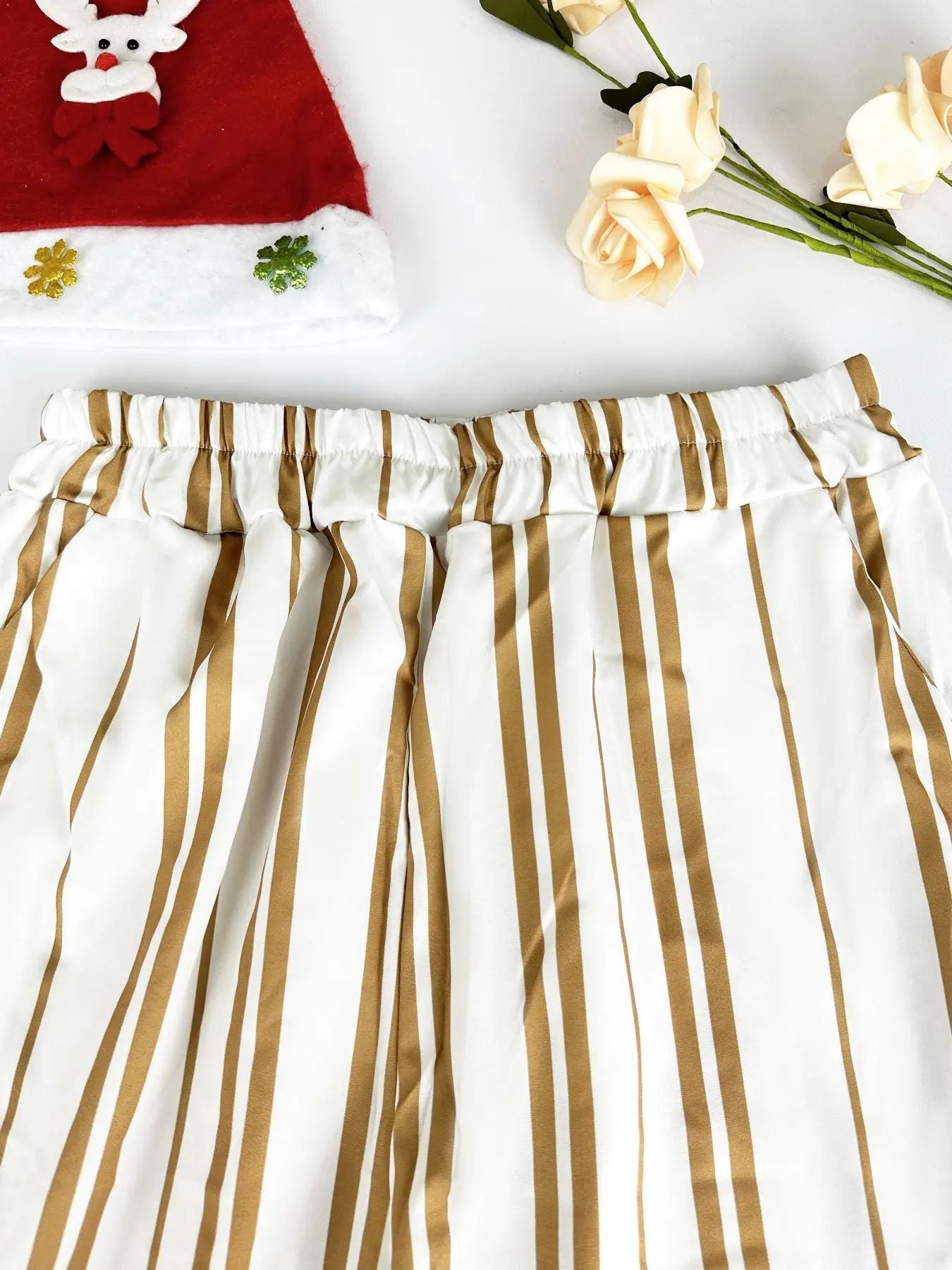 Women’s Striped Wide-Leg Pants Summer High-Waist Casual Loose Trousers Lightweight Breathable (S-XL)