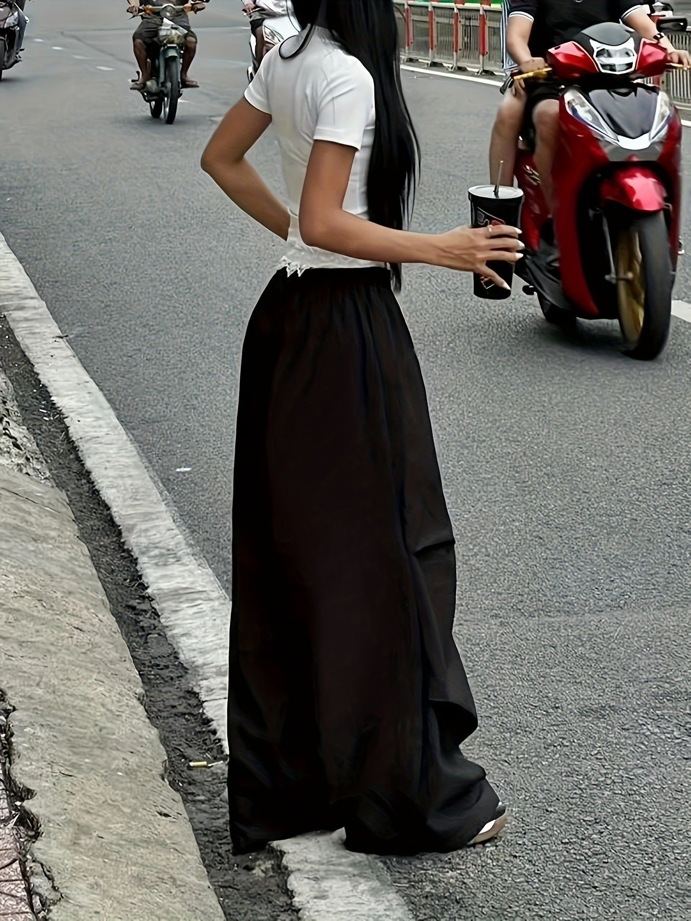 Women’s Lace-Trim Wide-Leg Pants High-Waist Loose Trousers with Bow Detail Casual Comfortable Wear (S-XL)