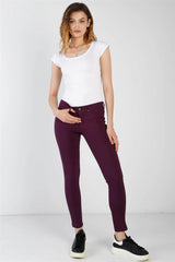 Purple Plum Mid Rise Skinny Fit Pants
