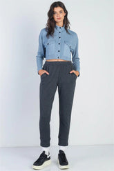 Charcoal High Waist Jogger Pants with Pockets