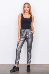 Black Faux Suede Jogger Pants