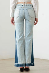 Two-Tone Acid Wash Flare Denim Jeans