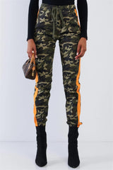 Camo High Waist Drawstring Cargo Pants