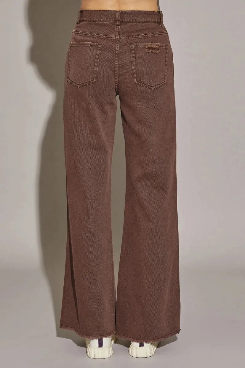 High Waisted Heavily Distressed Wide Leg Denim Jeans