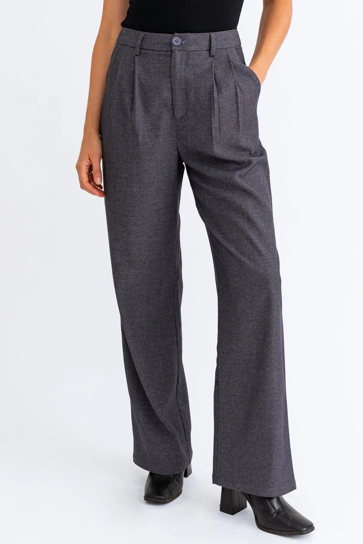 Elegant High Waist Flowing Denim Pants