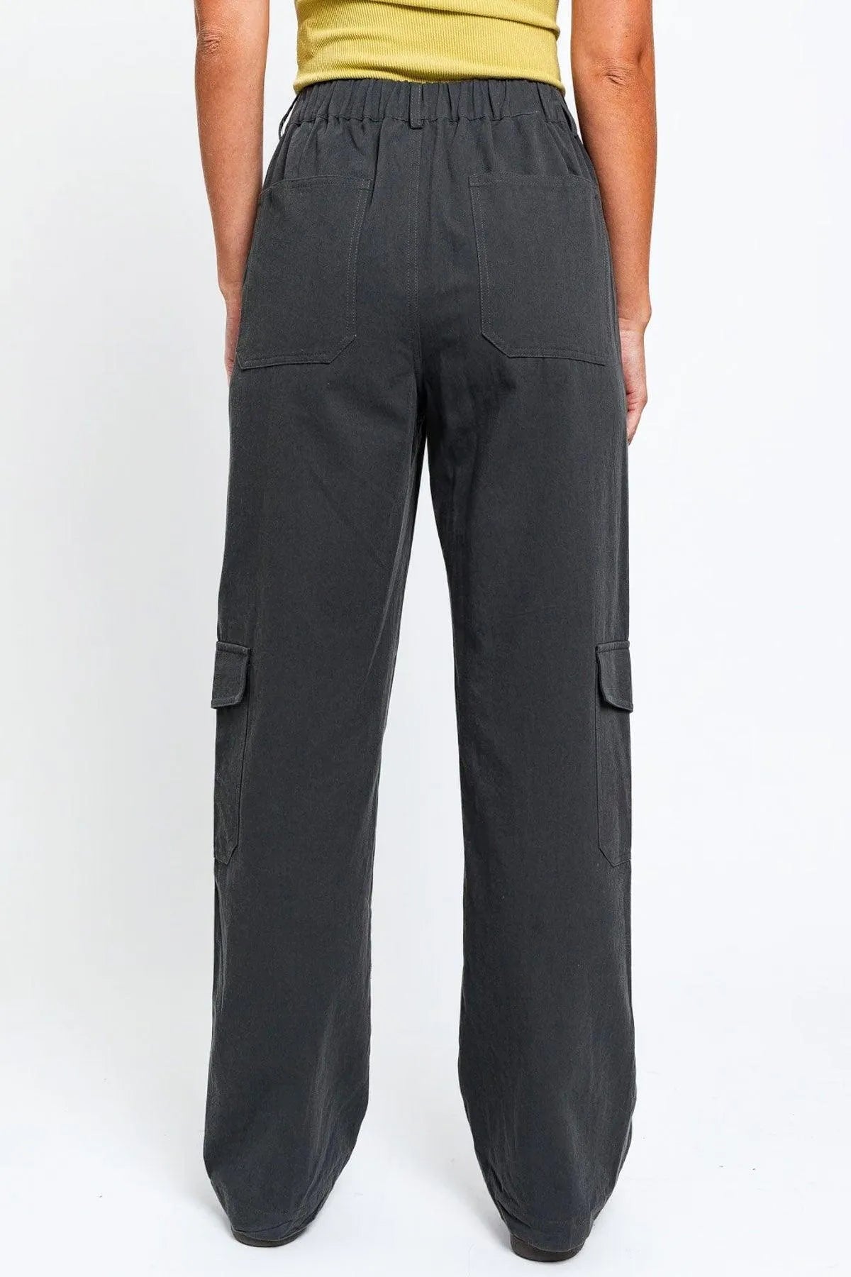 High Waist Wide Leg Cargo Pants with Pockets