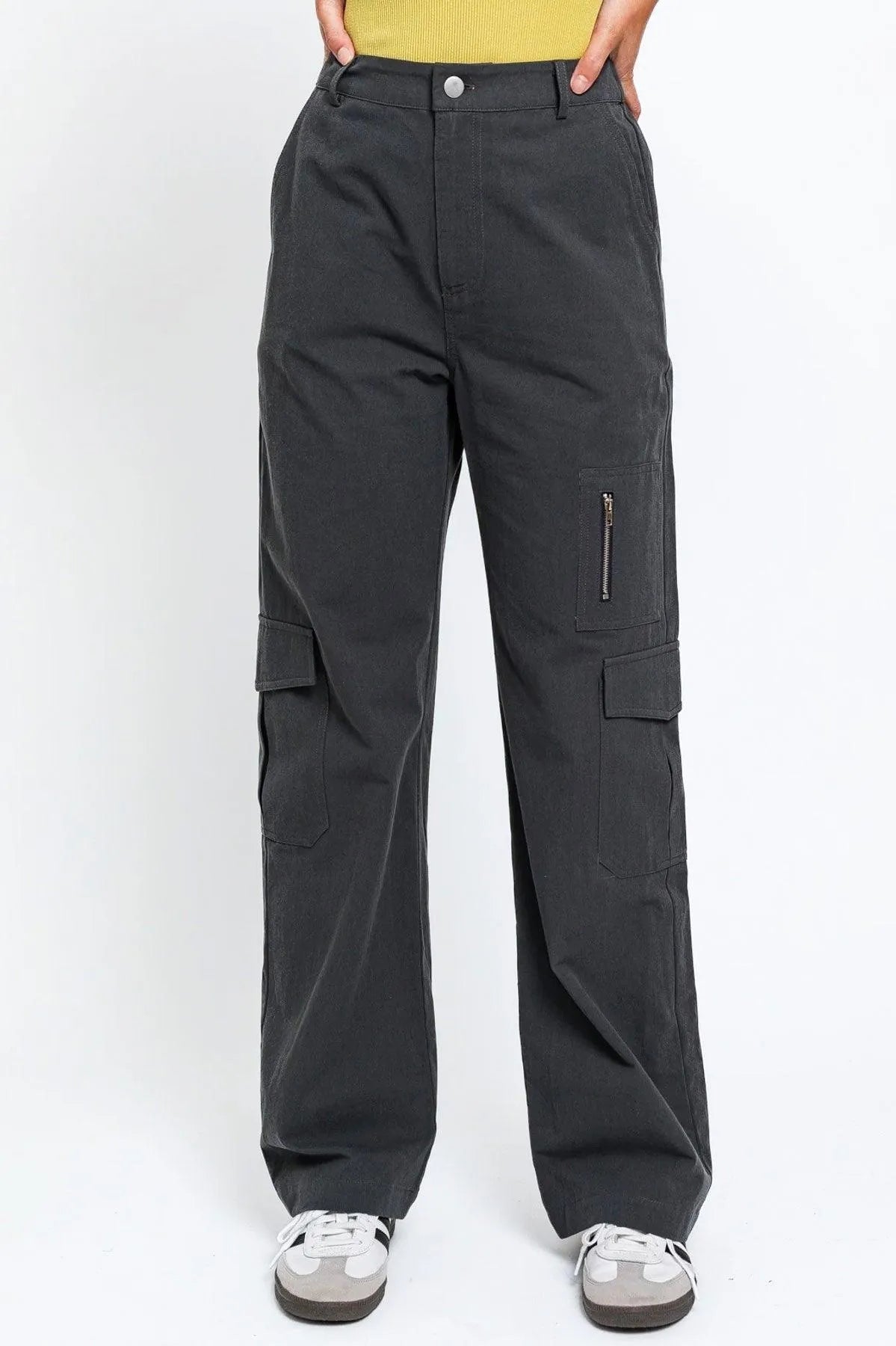 High Waist Wide Leg Cargo Pants with Pockets