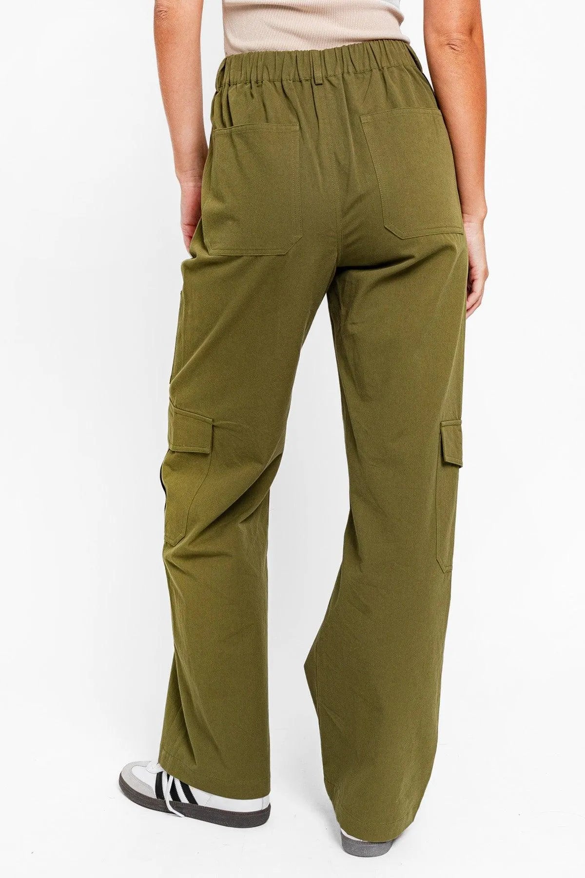 High Waist Wide Leg Cargo Pants with Pockets