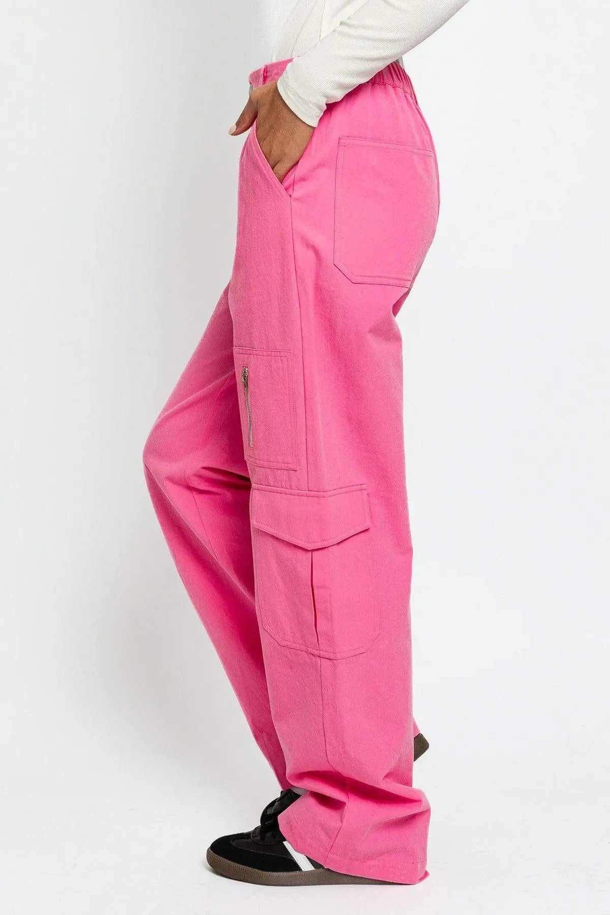 High Waist Wide Leg Cargo Pants with Pockets