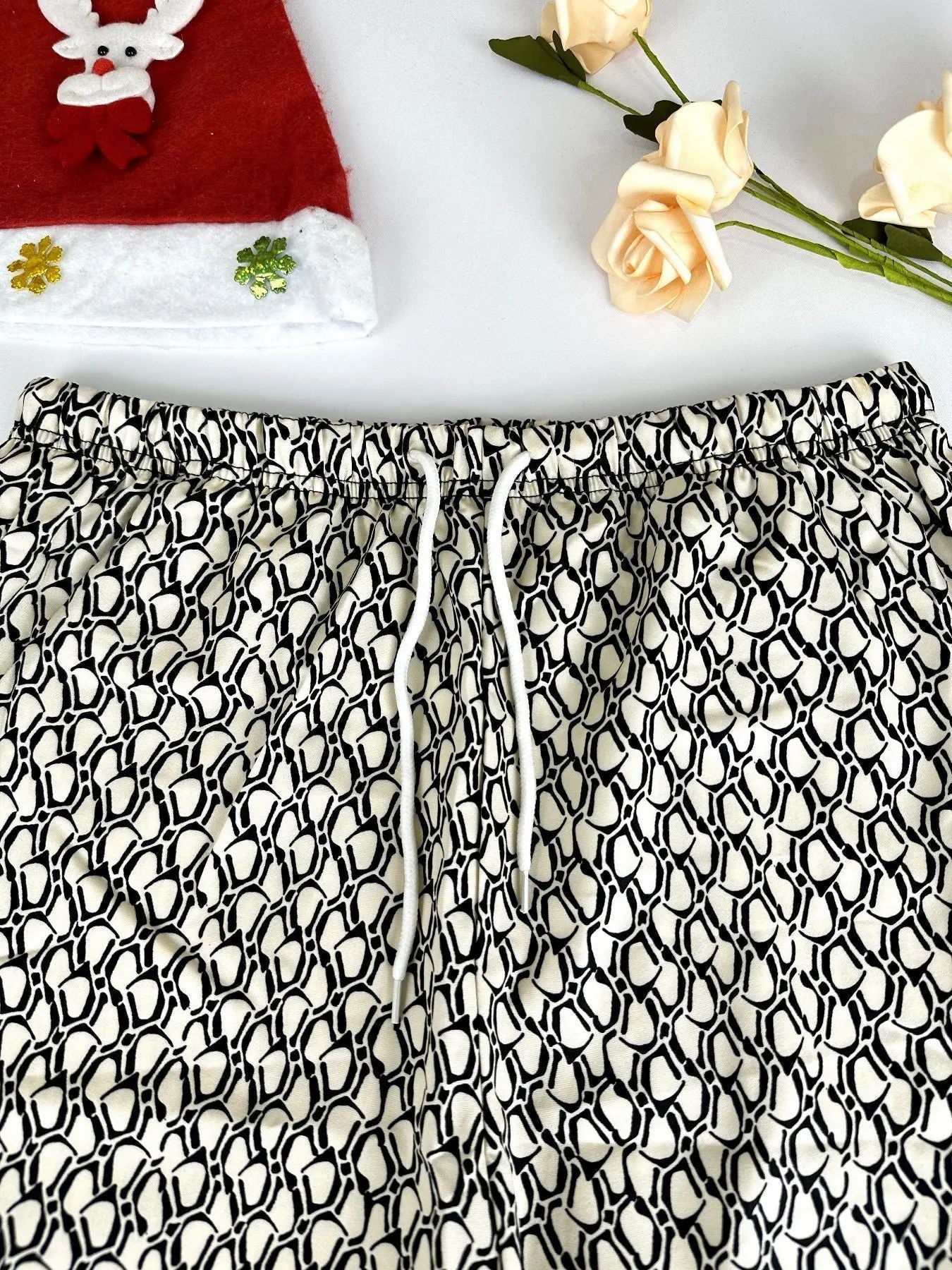 Women’s Printed Drawstring Wide-Leg Pants Summer High-Waist Casual Loose Trousers Lightweight Geometric Pattern (S-XL)