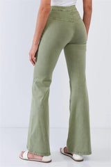 Deep Sage High Waist Bell Bottom Pants