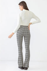 White & Black Plaid High Waist Pants