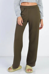 Olive Wide Leg Sweatpants with Side Pockets