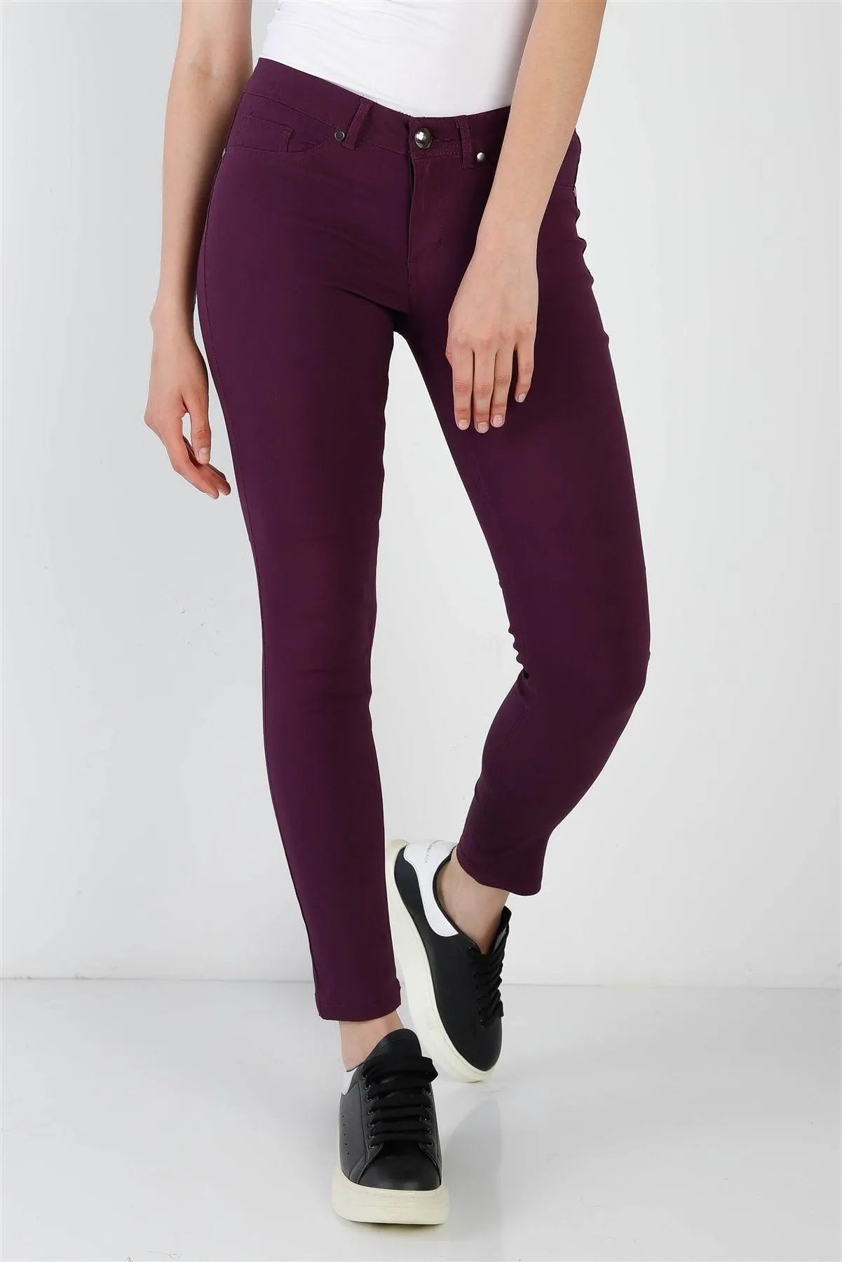 Purple Plum Mid Rise Skinny Fit Pants
