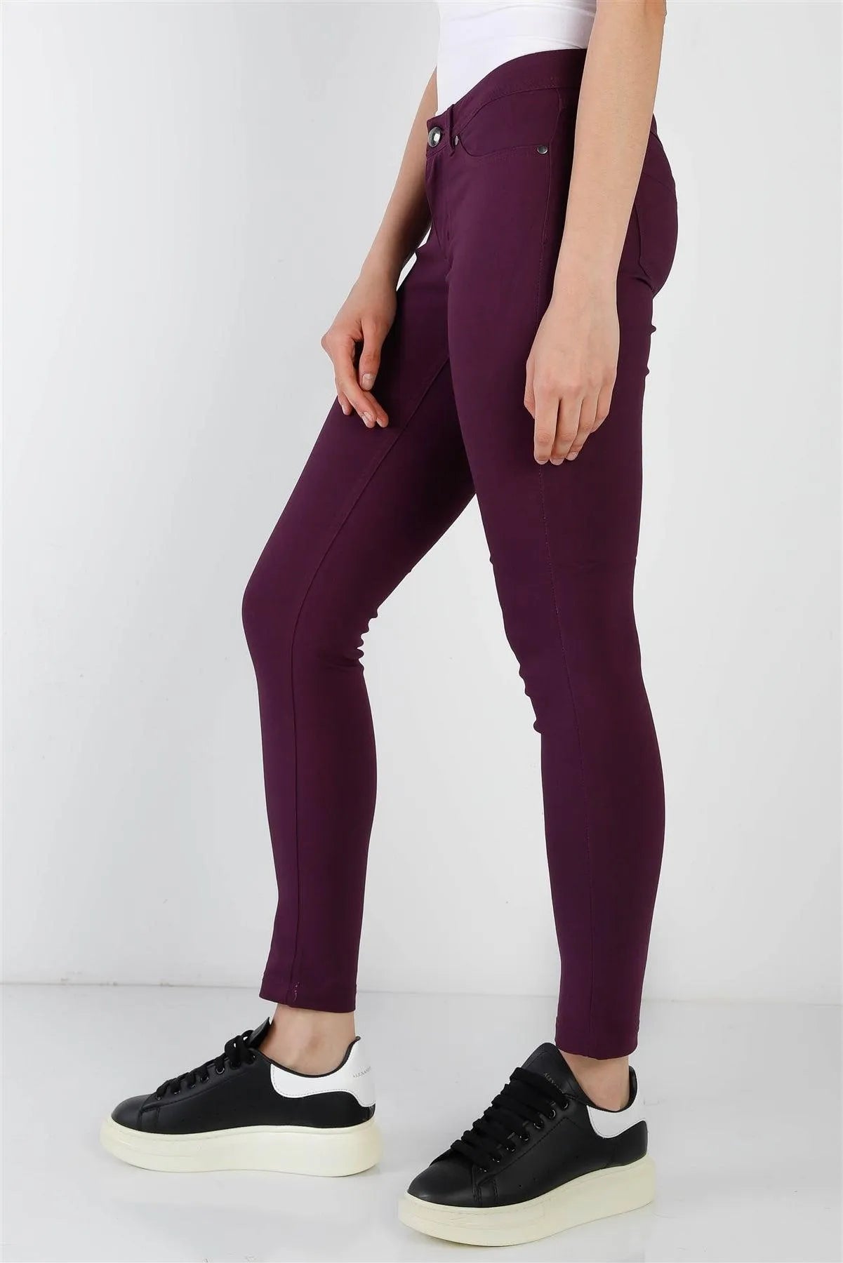 Purple Plum Mid Rise Skinny Fit Pants