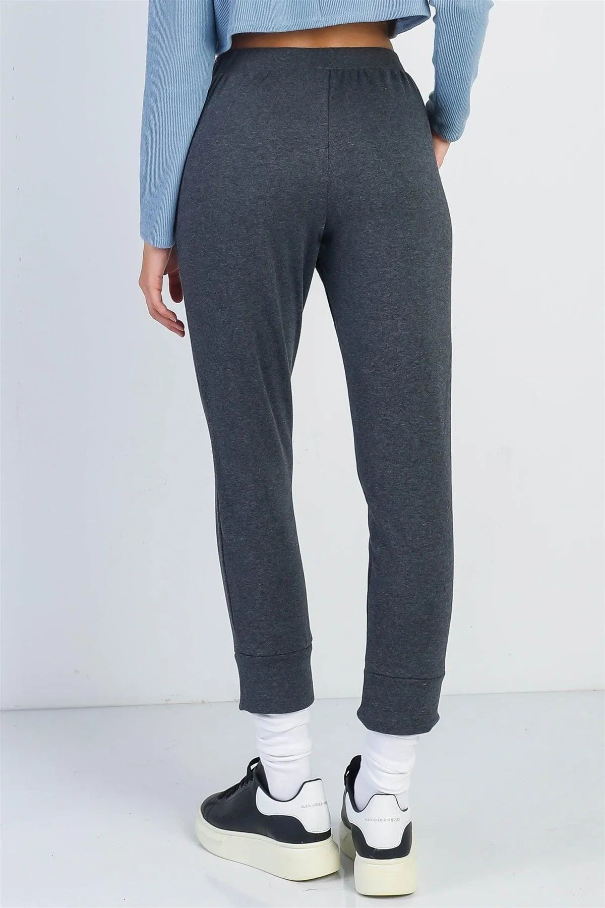 Charcoal High Waist Jogger Pants with Pockets