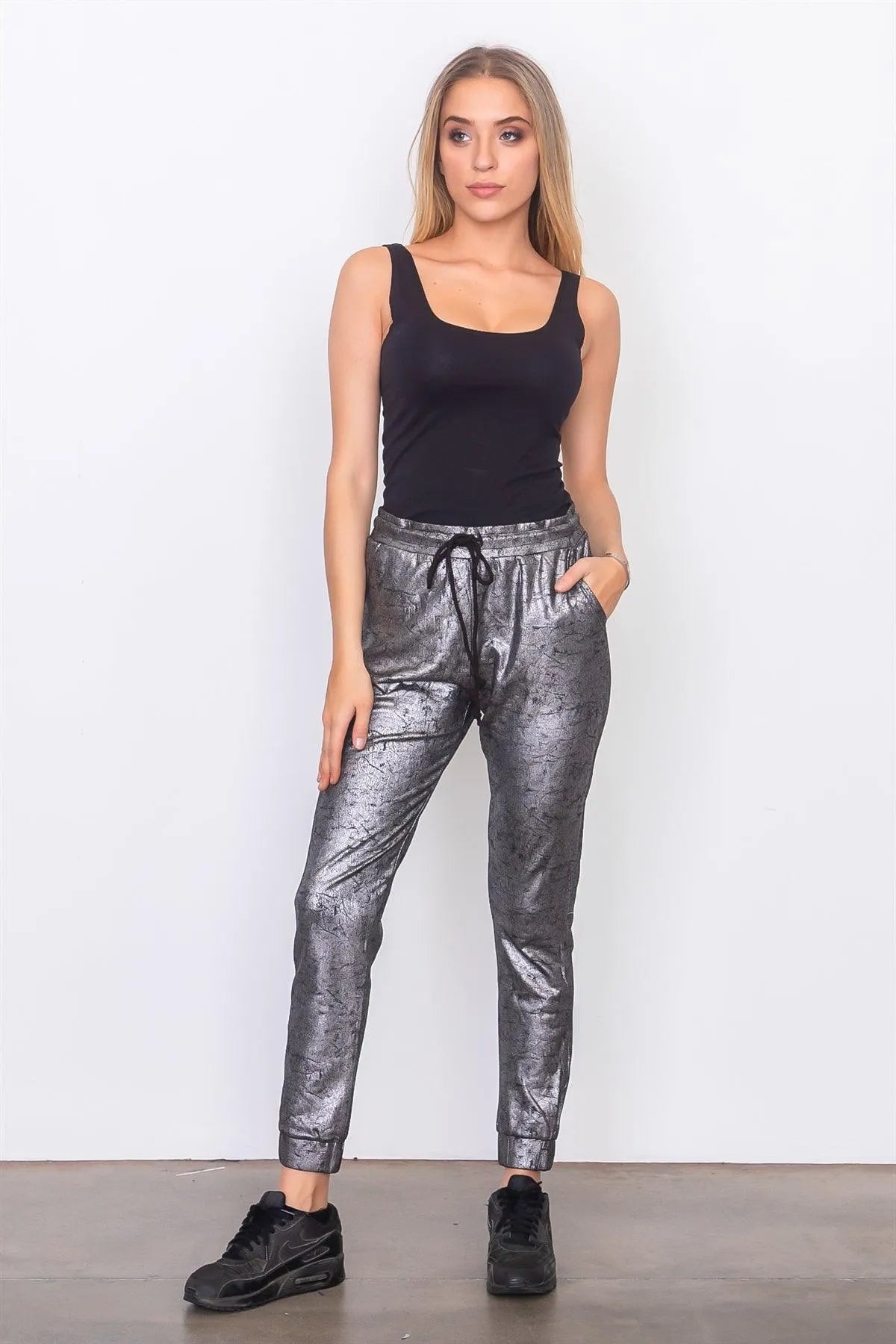 Black Faux Suede Jogger Pants