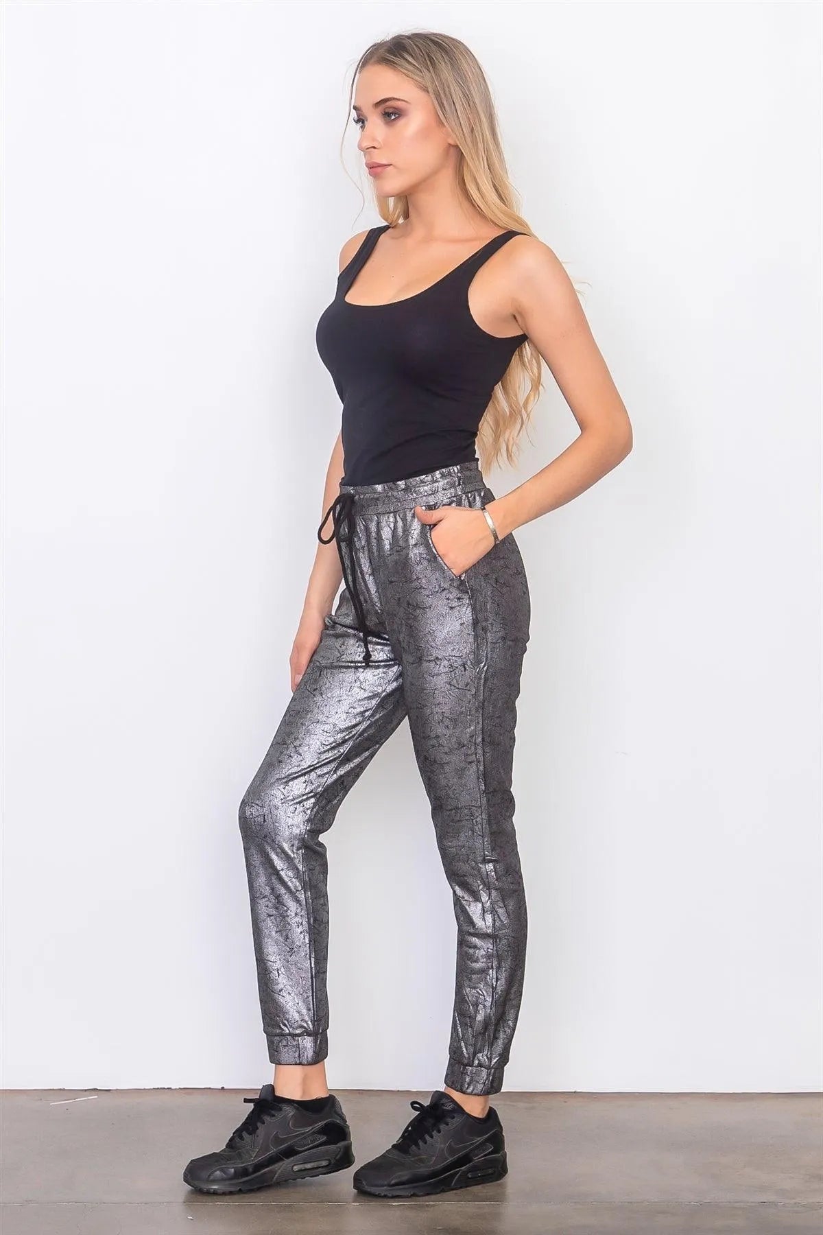 Black Faux Suede Jogger Pants