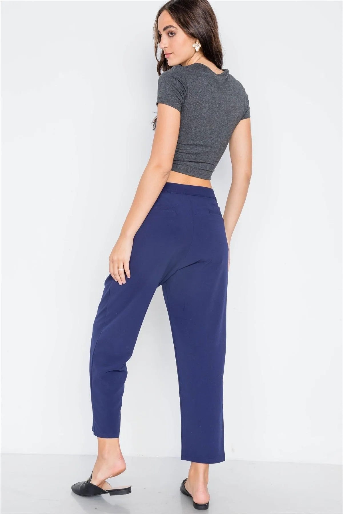 Navy Cropped Ankle Pants