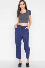 Navy Cropped Ankle Pants