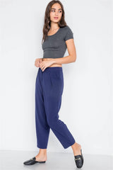 Navy Cropped Ankle Pants