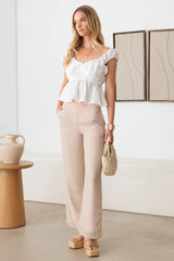 Mid Waist Striped Sheer Palazzo Pants