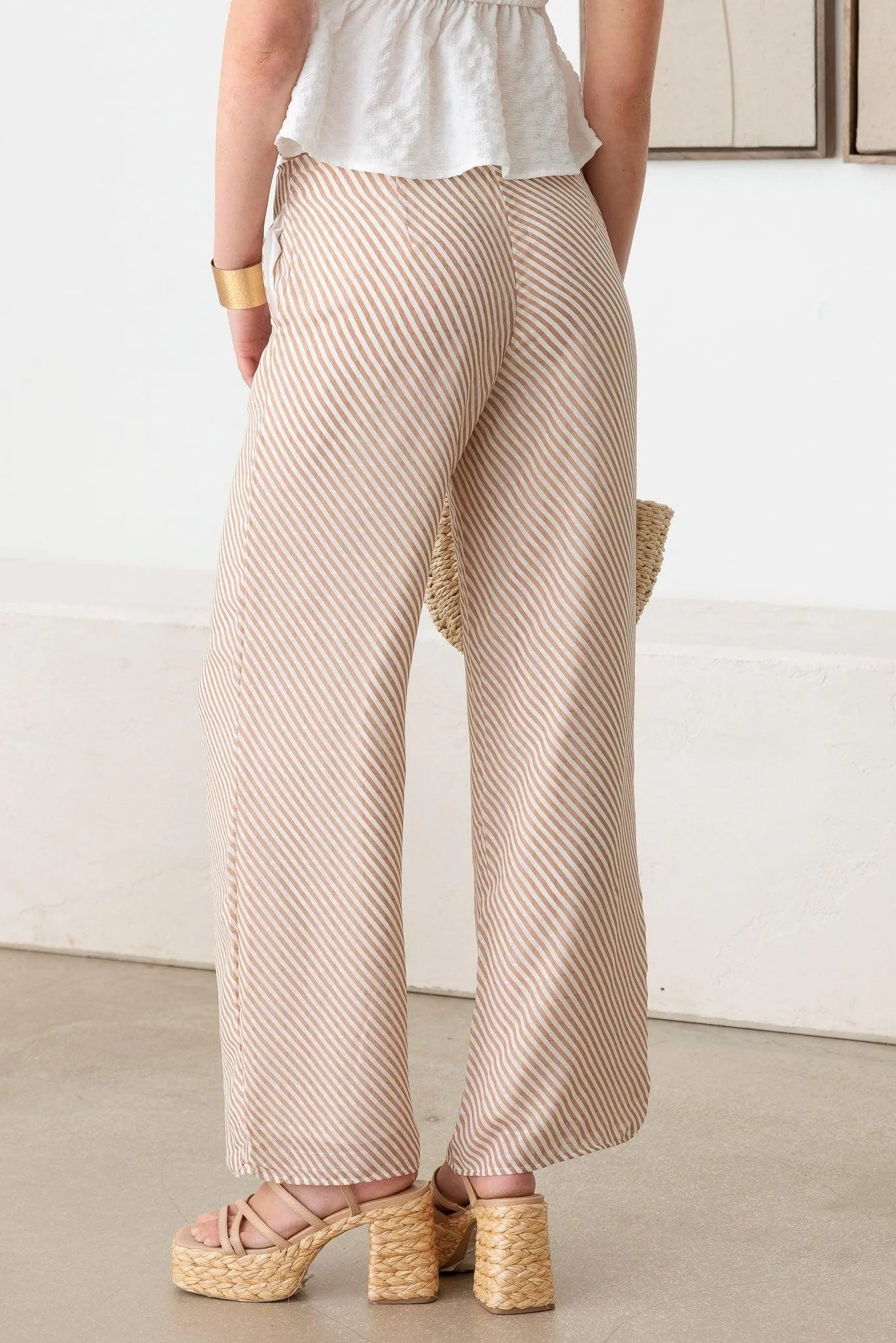 Mid Waist Striped Sheer Palazzo Pants